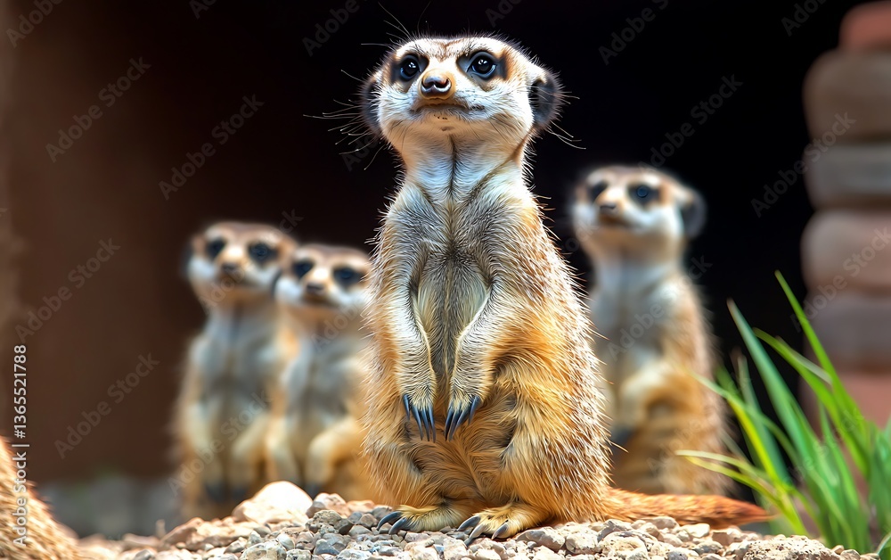 Fototapeta premium Meerkat Family in Zoo Enclosure