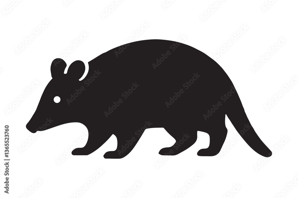 Obraz premium Black Silhouette Rat Vector Minimalist Rodent Clipart