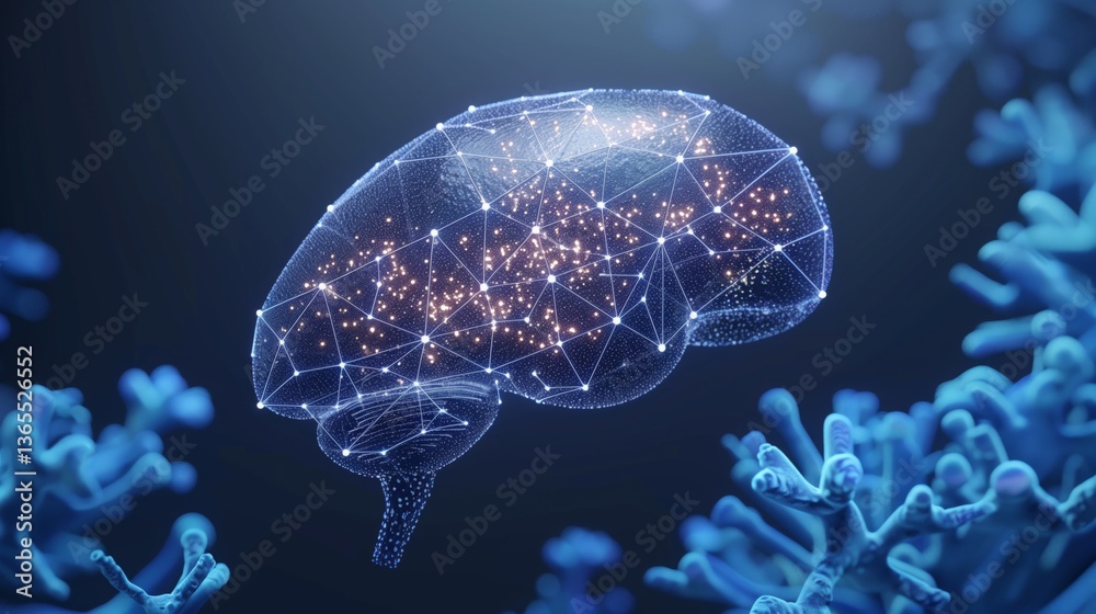 Obraz premium a computer generated image of a brain surrounded by bacteria