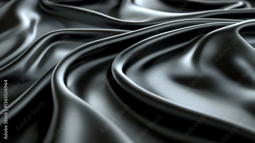 Obraz premium Elegant Draped Black Satin Fabric Texture