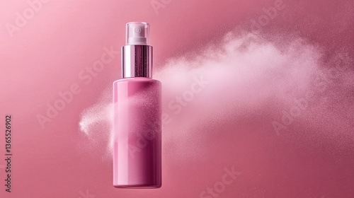 Hydrating mist bottle with a fine spray effect captured mid-air.