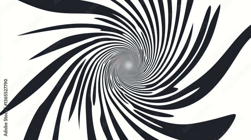 Obraz premium Abstract black and white spiral design.