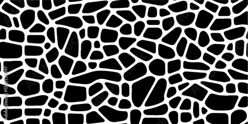 seamless abstract pattern resembling stones or cells in bold black and white vector