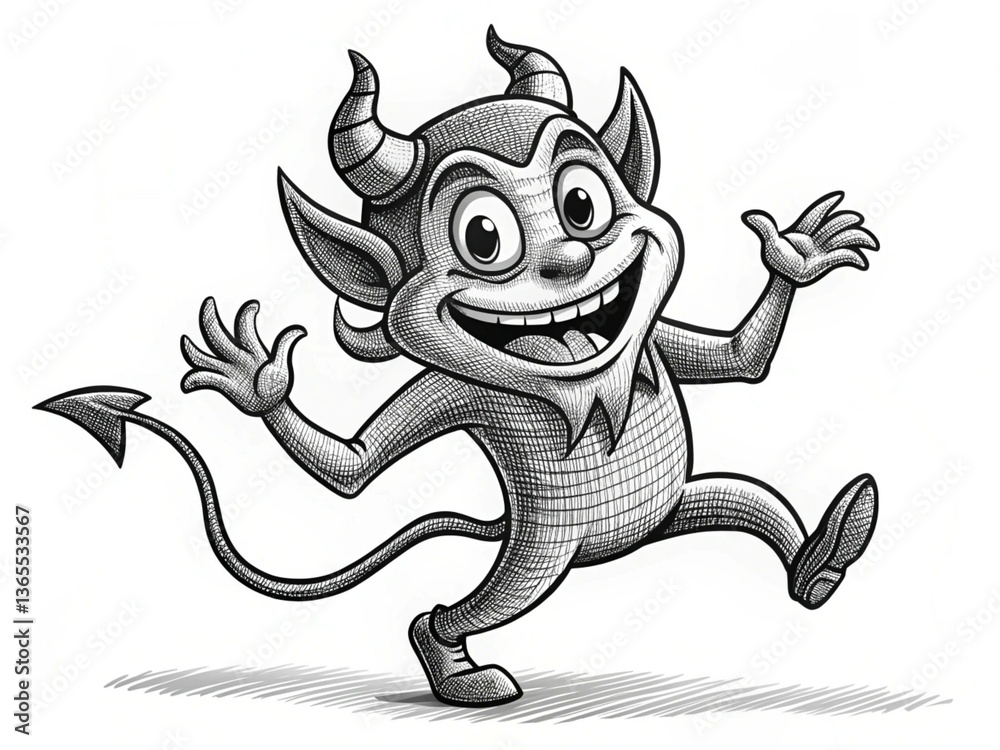 Fototapeta premium Fun and Mischievous Devil Cartoon: Exploring the Playful Side of Demonic Imagery
