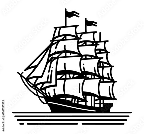 vintage sailing ship vector illustration

