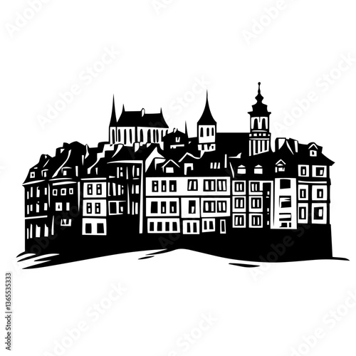 historic city skyline vector illustration