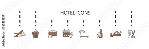 hotel icons set isolated on White Background Flat style design
