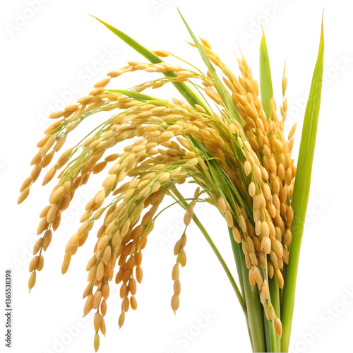 Rice plant with grains isolated on White Background

