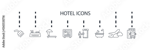 hotel icons set isolated on White Background Flat style design