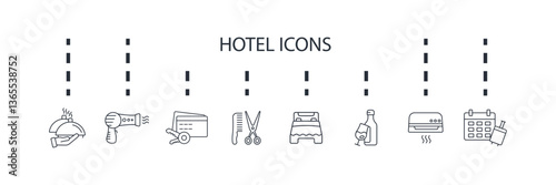 hotel icons set isolated on White Background Flat style design