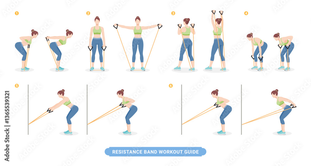Fototapeta premium Resistance band exercises workout for women
