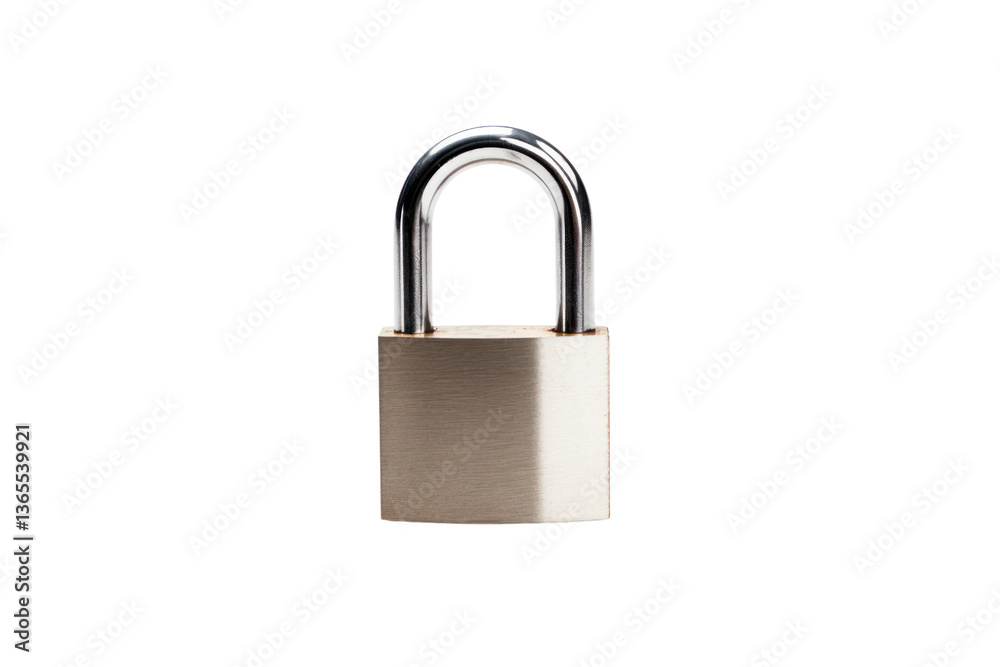 Close-up of a solid steel padlock with keyhole detail isolated on a white background Close-up of a solid steel padlock with keyhole detail isolated on a white background