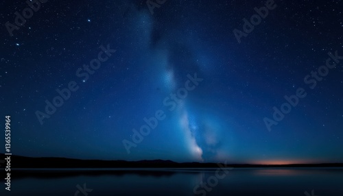 Milky Way Galaxy Reflecting on a Calm Lake at Night