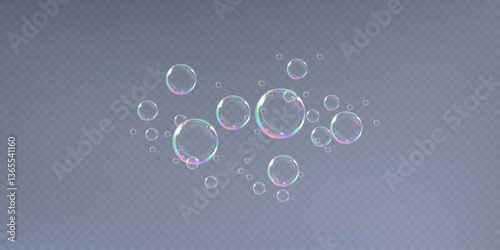 Realistic soap bubbles Flying. bubbles Flying.