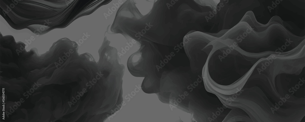 Obraz premium The Haunting and Serene Motion of Wisps of Dark Smoke Floating Weightlessly in the Atmosphere