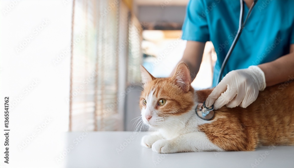 custom made wallpaper toronto digitalveterinary clinic checking adorable ginger and white cat health using stethoscope