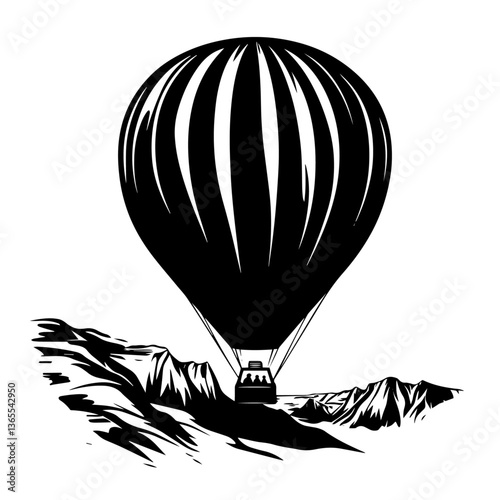hot air balloon over mountains vector