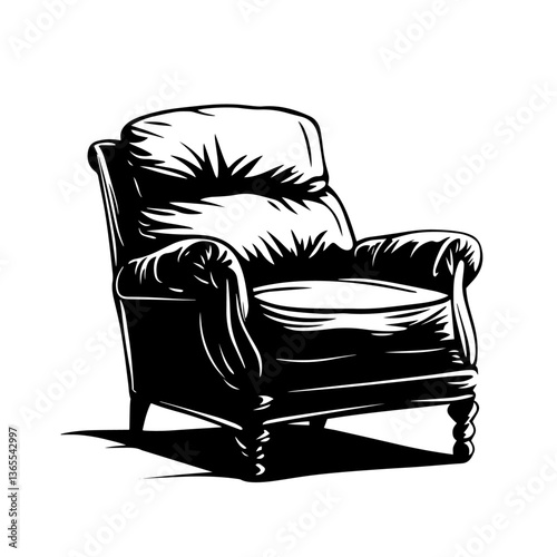 vintage armchair vector in engraving style