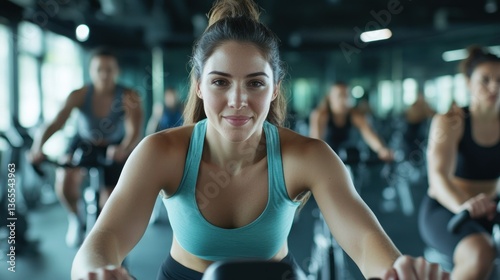 Fitness class spinning workout gym