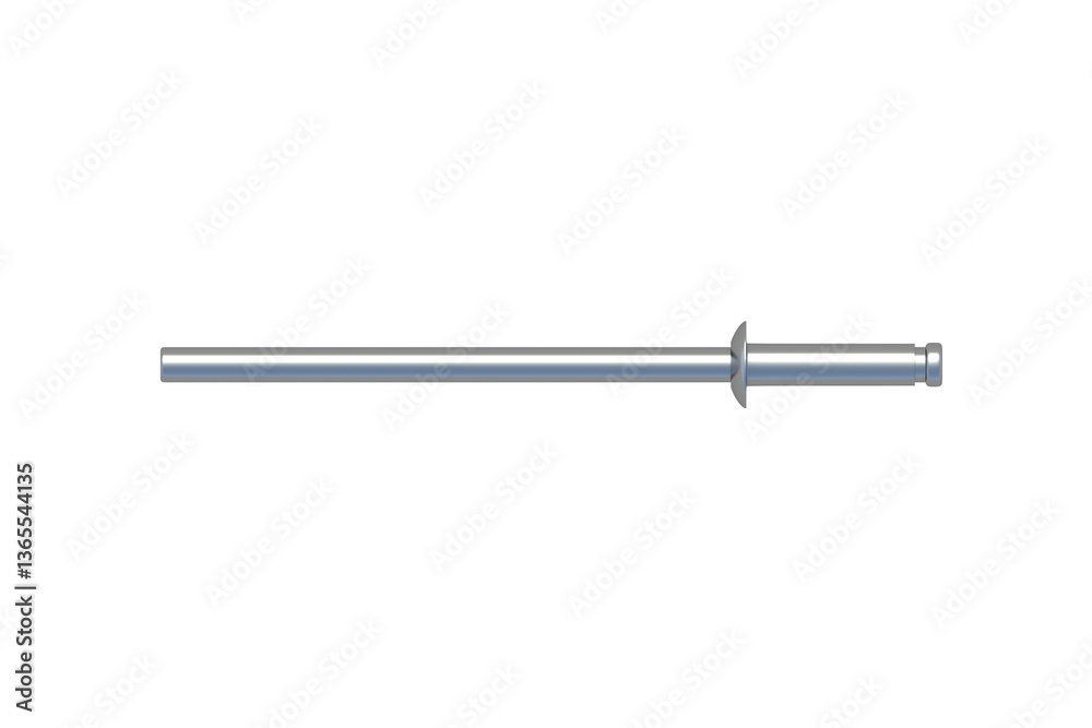Single blind rivet isolated on white background. Fasteners for repair. Top view. 3d render Single blind rivet isolated on white background. Fasteners for repair. Top view. 3d render