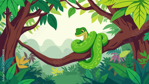 Green python cartoonish