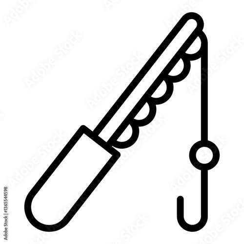 Fishing Rod Vector Line Icon Design