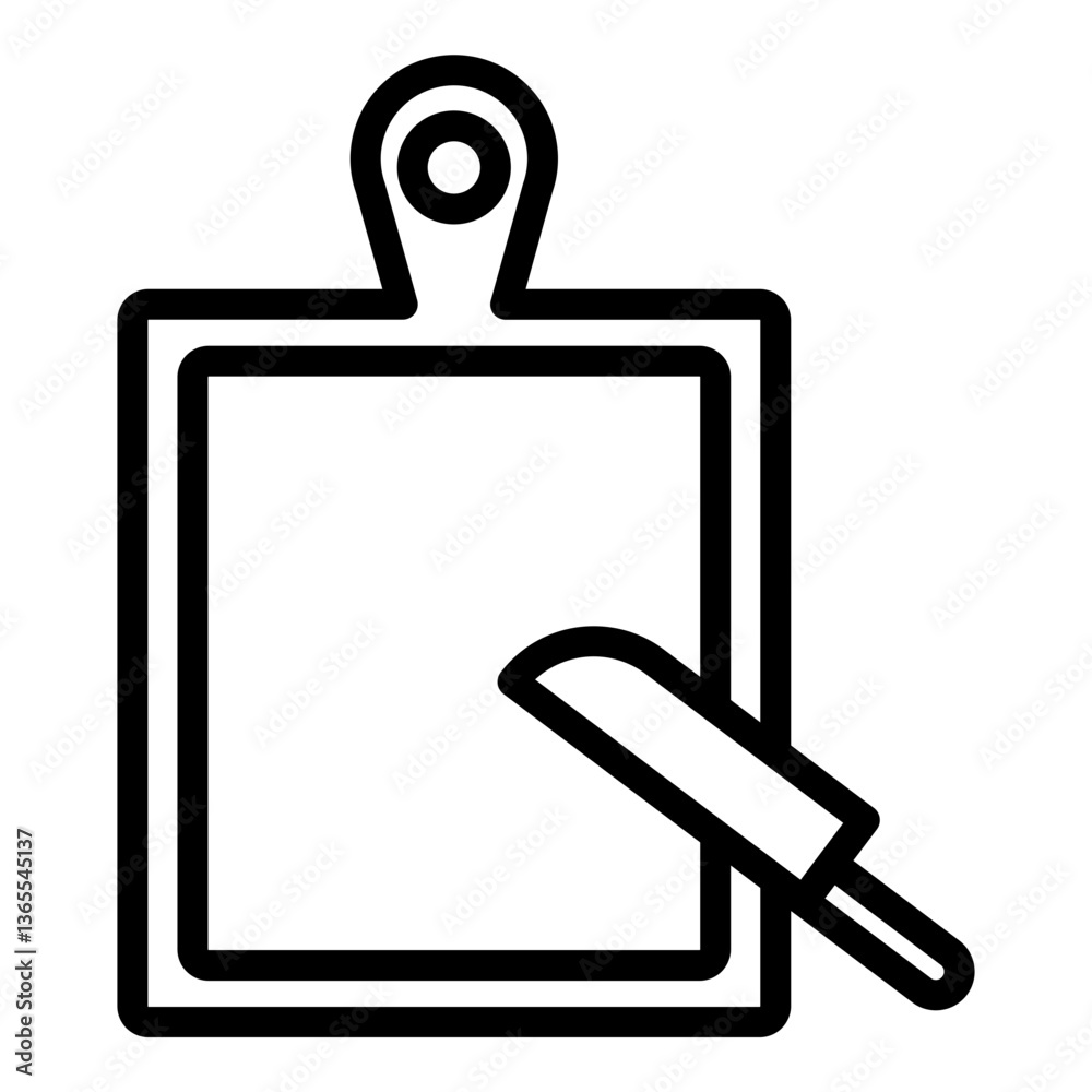 Obraz premium Cutting Board Vector Line Icon Design