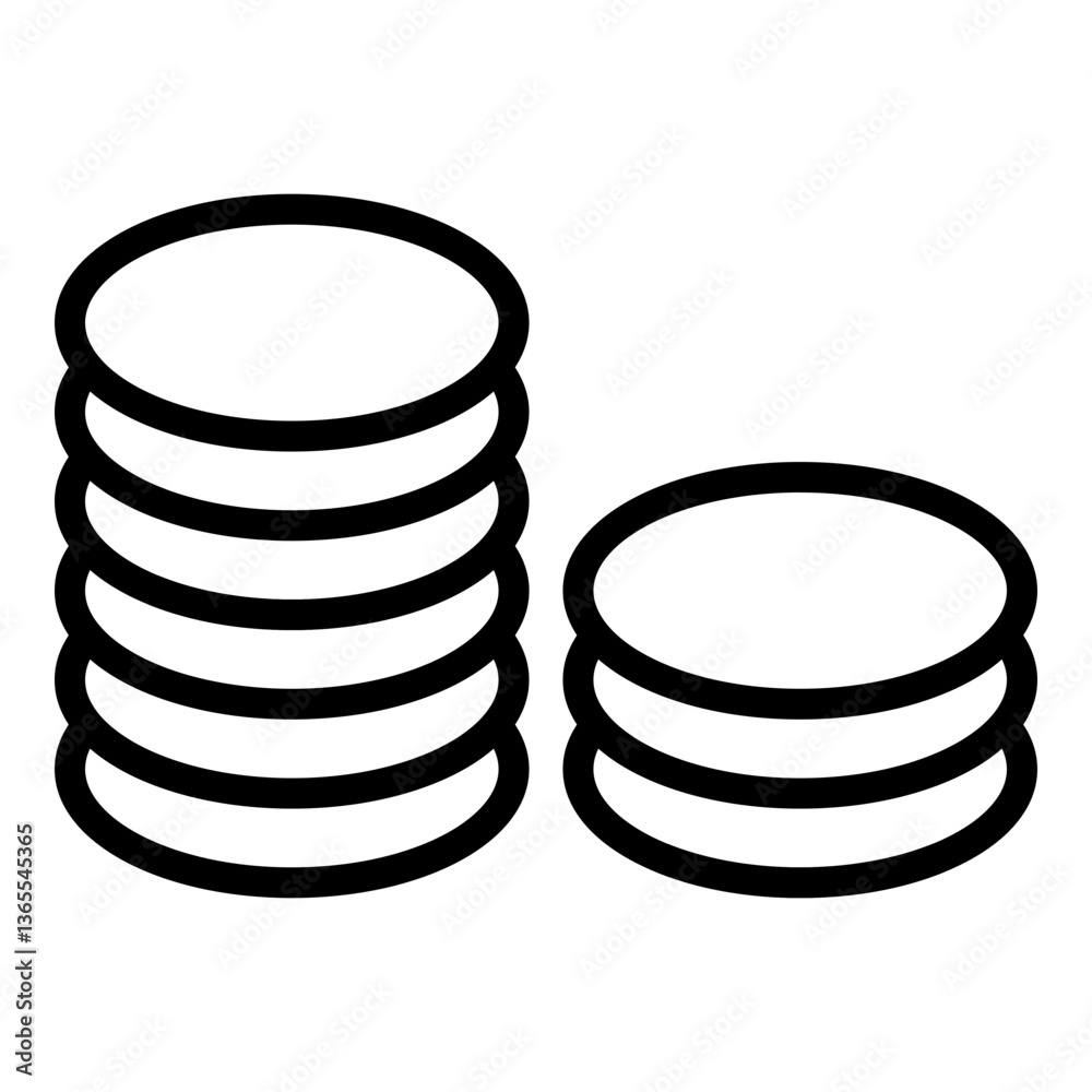 Coin Collection Vector Line Icon Design Coin Collection Vector Line Icon Design