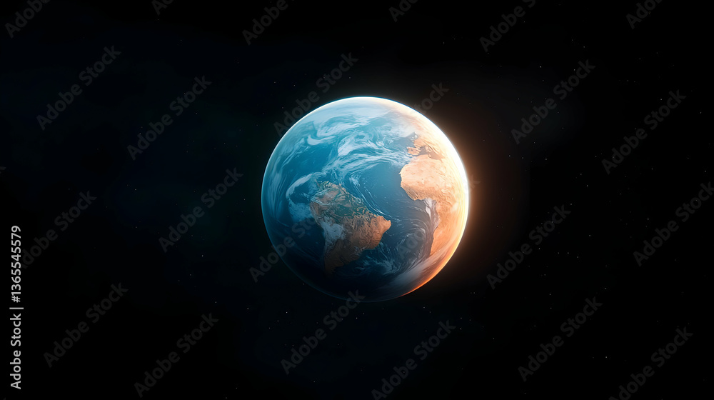 Fototapeta premium Pixelated Earth and Moon in Dark Space