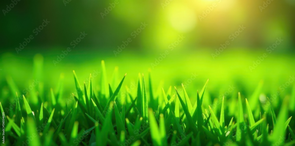 Obraz premium Deep green grass, fine texture, sunlight highlights , nature, vegetation