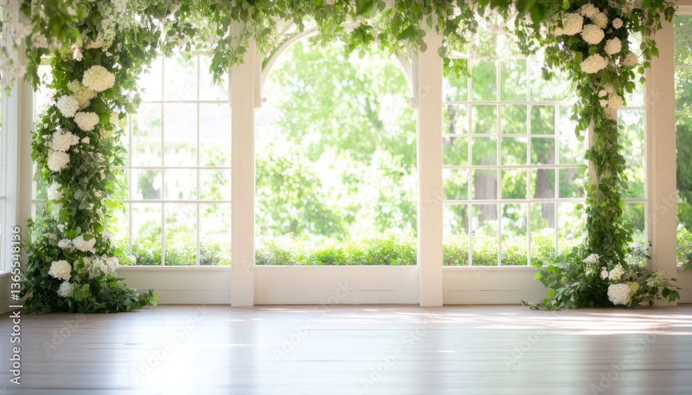 Fototapeta premium Floral decorated window space