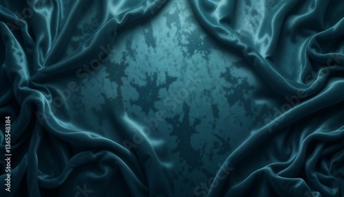 Elegant Dark Teal Fabric Drape with Sophisticated Texture