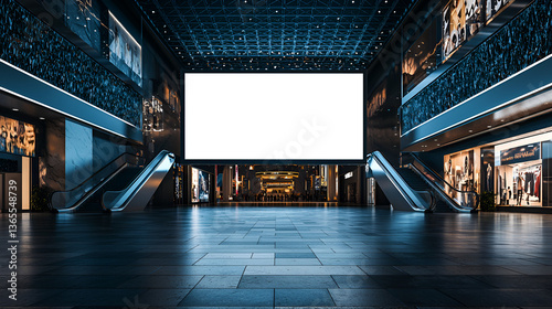Futuristic Empty Digital Billboard in Shopping Mall