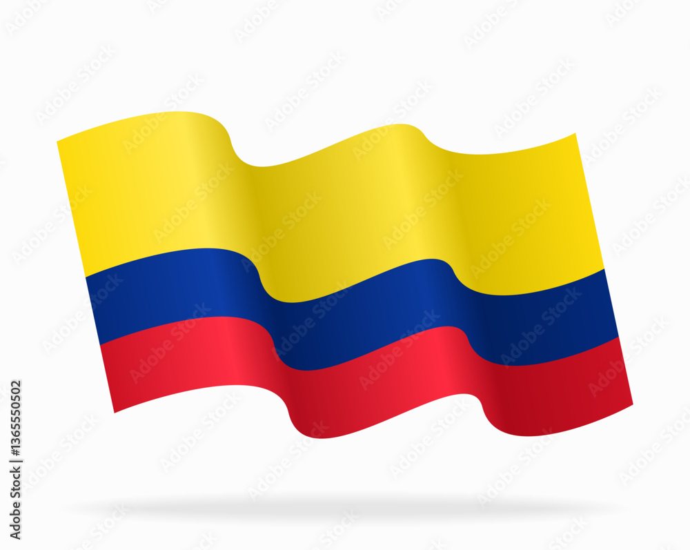 Naklejka premium Colombian flag wavy background layout. Vector illustration.