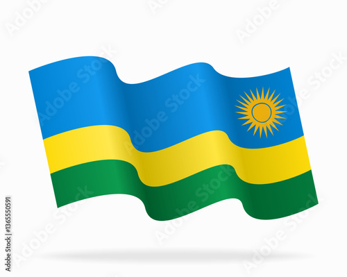 Rwandan flag wavy background layout. Vector illustration.