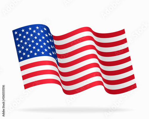 American flag wavy background layout. Vector illustration.