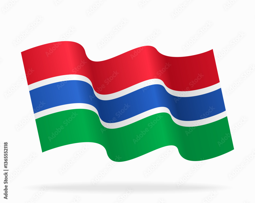 Fototapeta premium Gambian flag wavy background layout. Vector illustration.