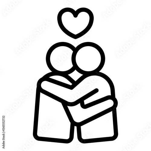 Hugging Vector Line Icon Design