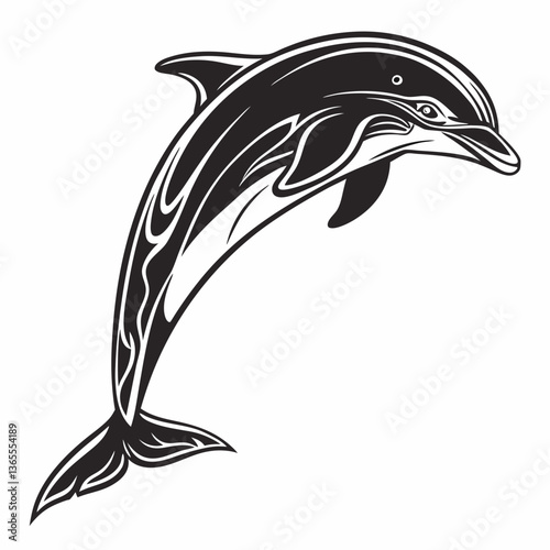 bottlenose dolphin silhouette black vector