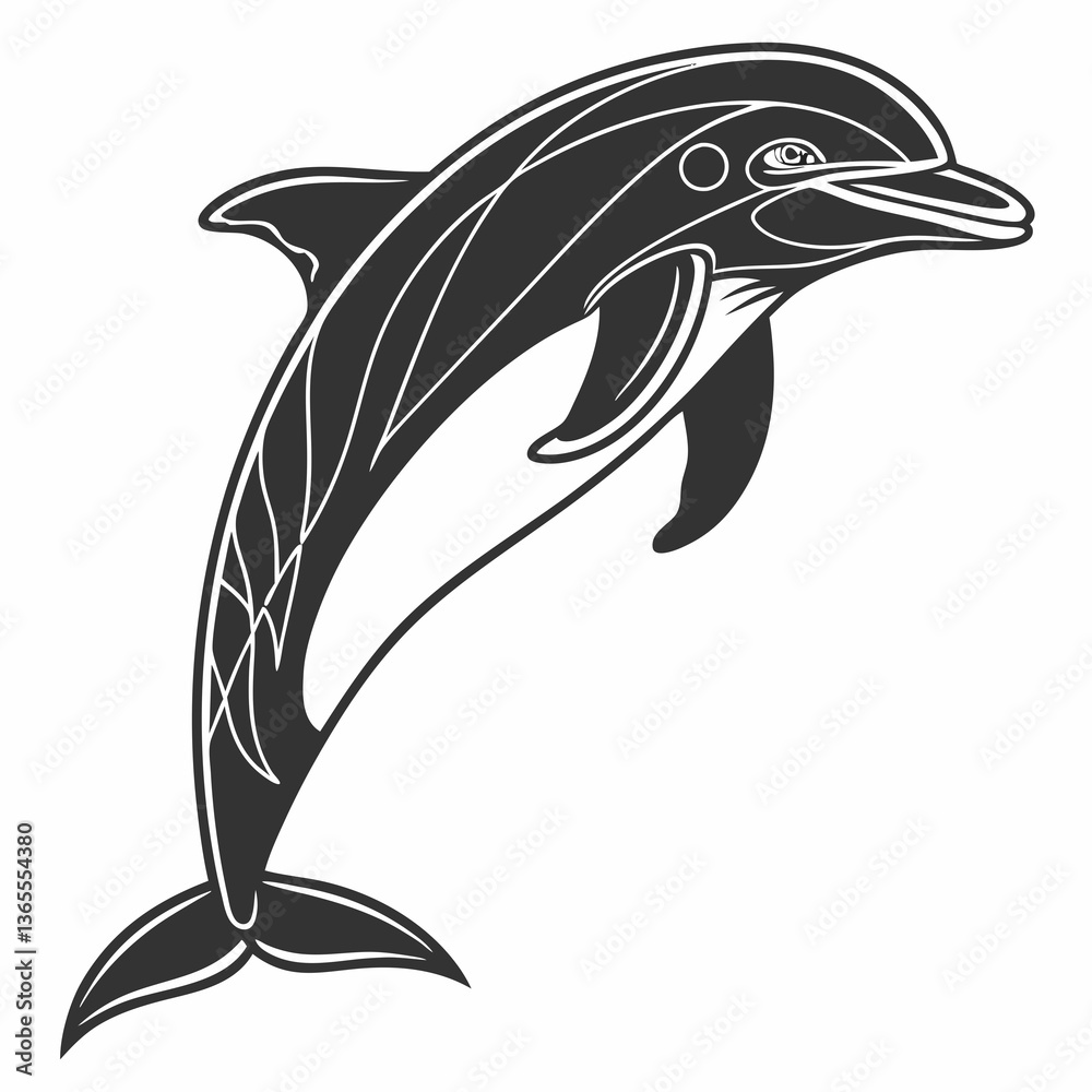 Fototapeta premium bottlenose dolphin silhouette black vector