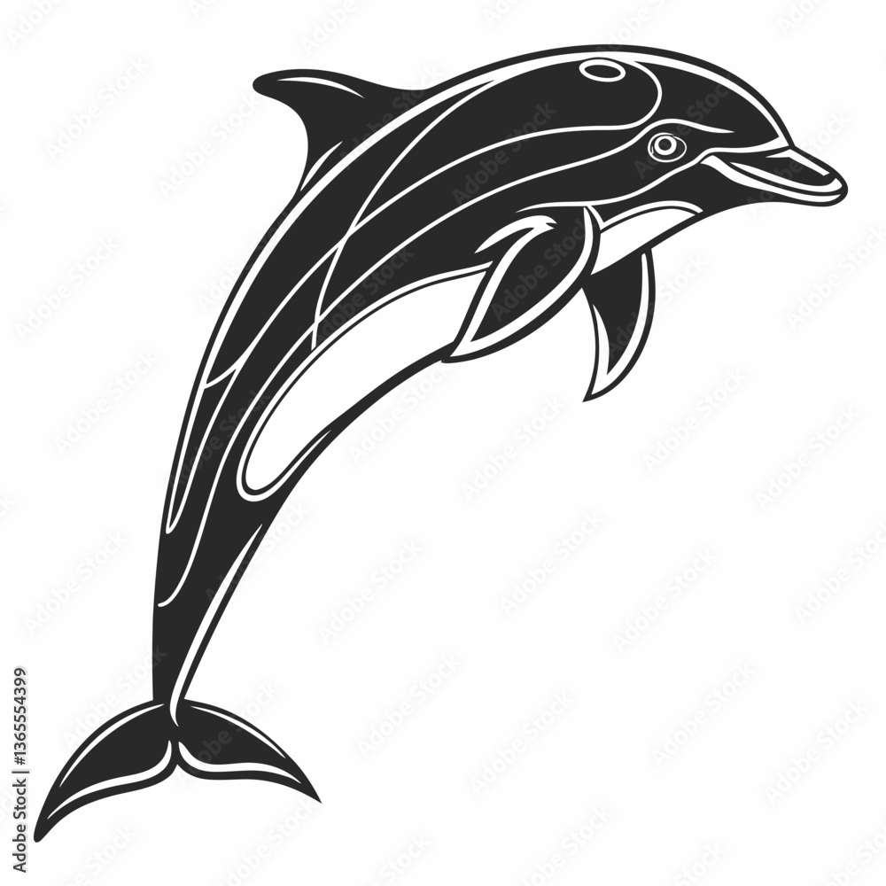 Obraz premium bottlenose dolphin silhouette black vector