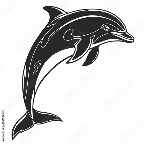 bottlenose dolphin silhouette black vector