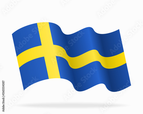 Swedish flag wavy background layout. Vector illustration.