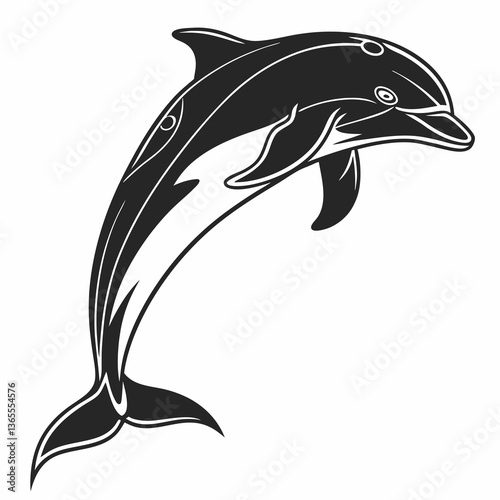 bottlenose dolphin silhouette black vector