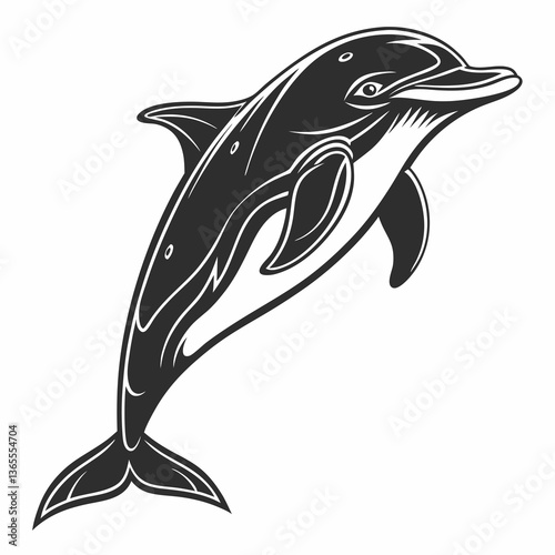 bottlenose dolphin silhouette black vector