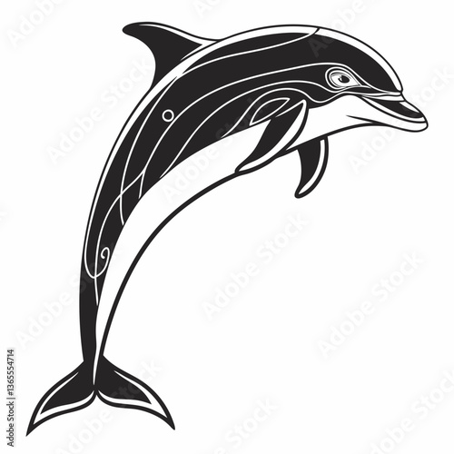 bottlenose dolphin silhouette black vector