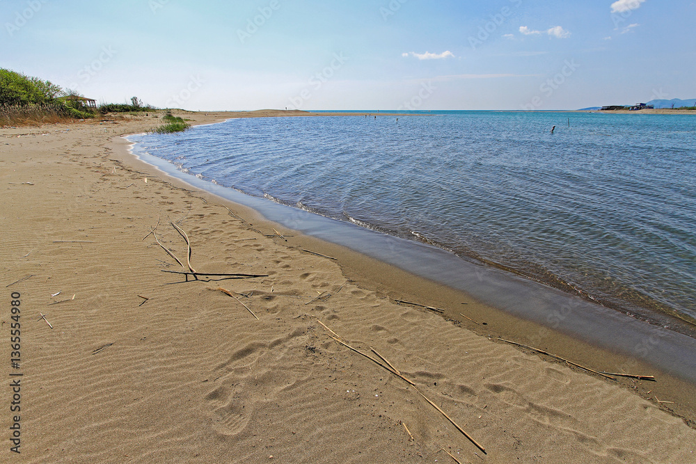River Bojana Delta at Adriatic Sea Coast in Montenegro