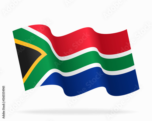 South African flag wavy background layout. Vector illustration.
