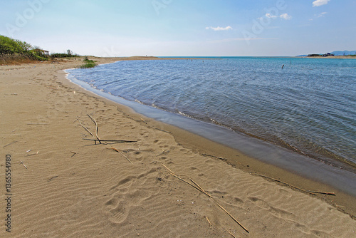 River Bojana Delta at Adriatic Sea Coast in Montenegro