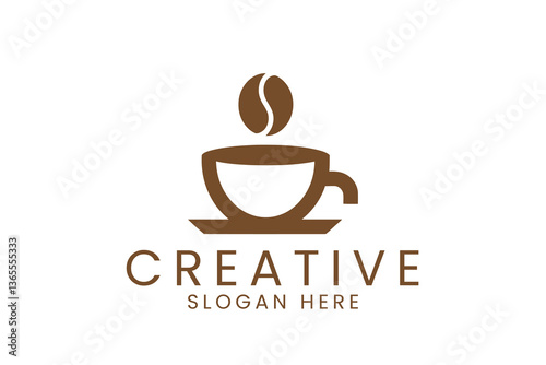Coffee shop logo design with bean and cup for branding cafe and restaurant use